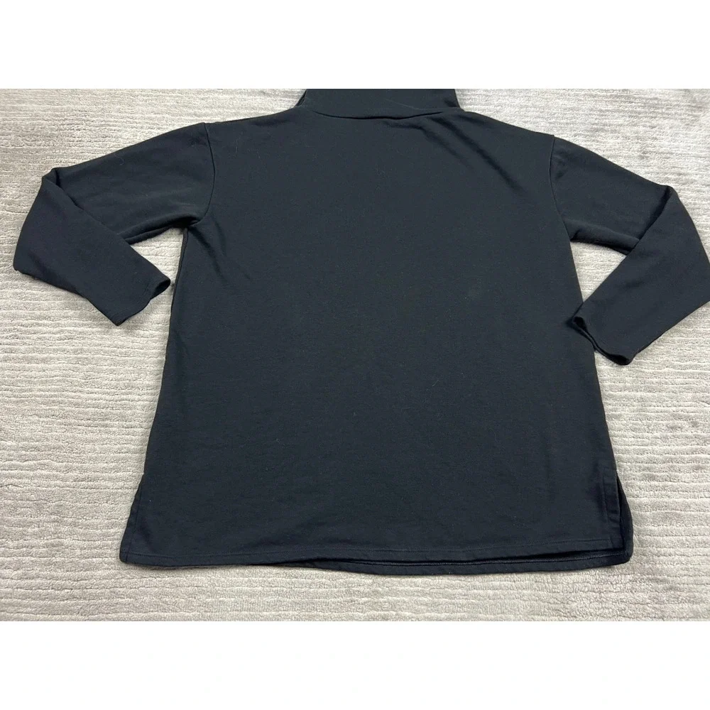 Time‎ and Tru Sweatshirt Womens S Black Funnel Neck Button Side Fleece Pullover